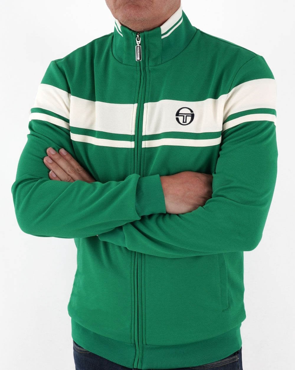 Sergio Tacchini Masters Track Top Green/Off White - Image 4