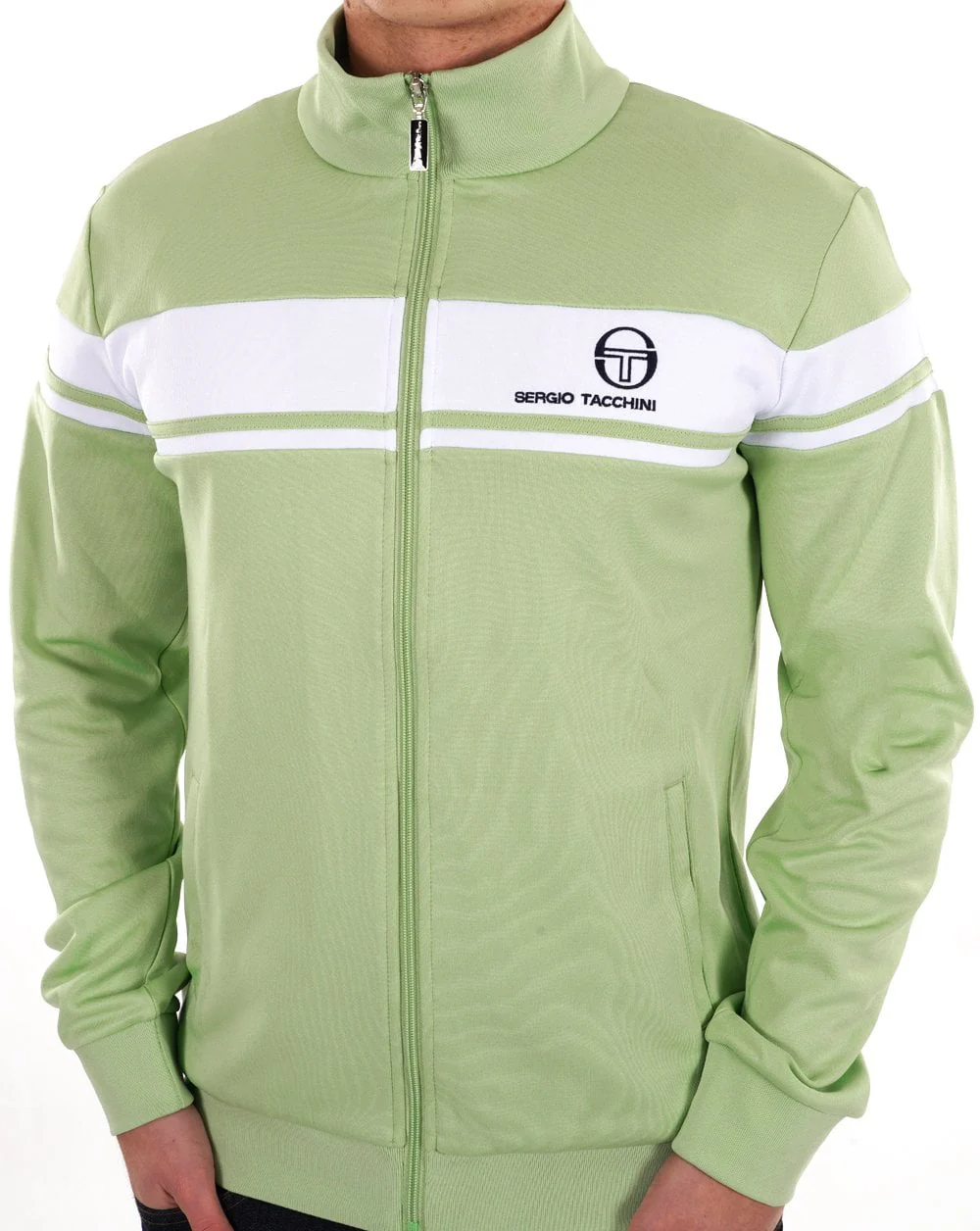 Sergio Tacchini Masters Track Top Lt Green White - Image 3