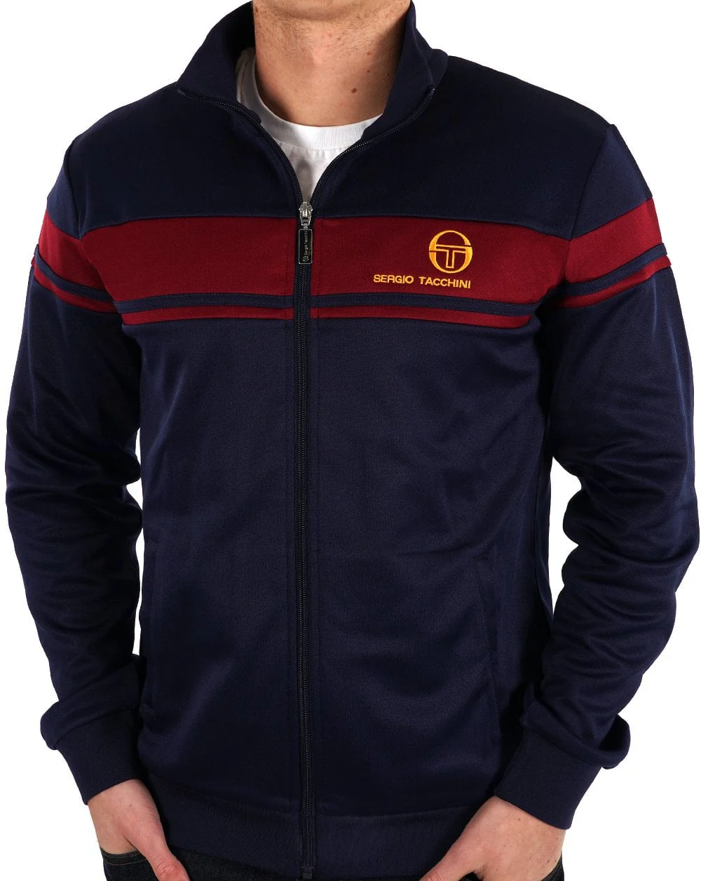Sergio Tacchini Masters Track Top Navy Burgundy - Image 3