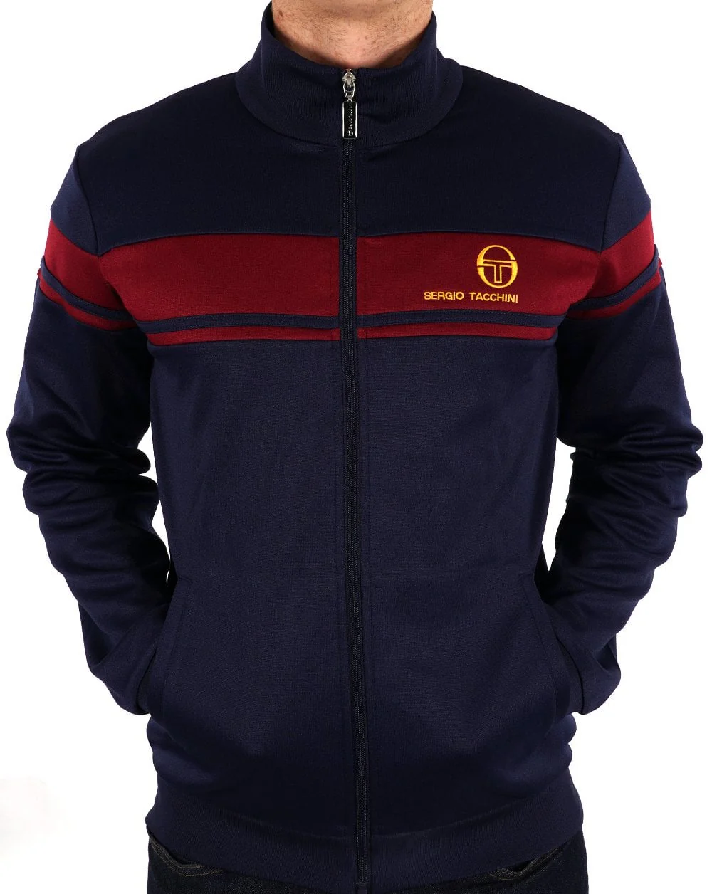 Sergio Tacchini Masters Track Top Navy Burgundy - Image 4