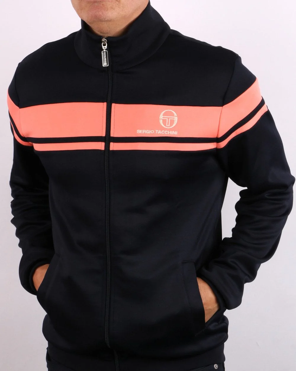 Sergio Tacchini Masters Track Top Navy/Coral - Image 4