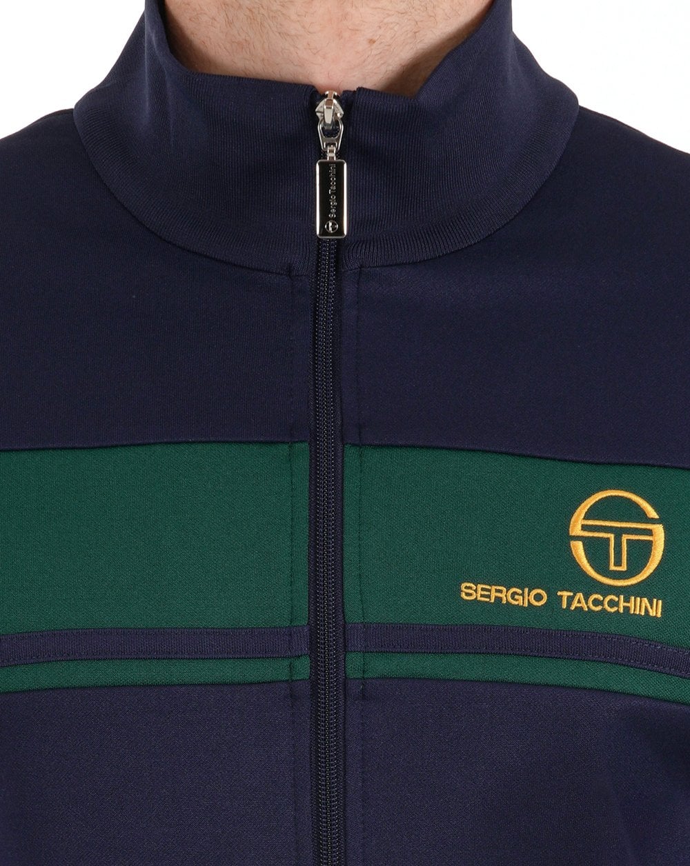 Sergio Tacchini Masters Track Top Navy Dk Green Gold - Image 3