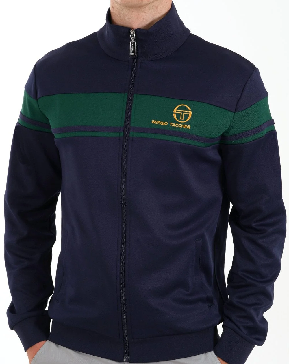 Sergio Tacchini Masters Track Top Navy Dk Green Gold - Image 4
