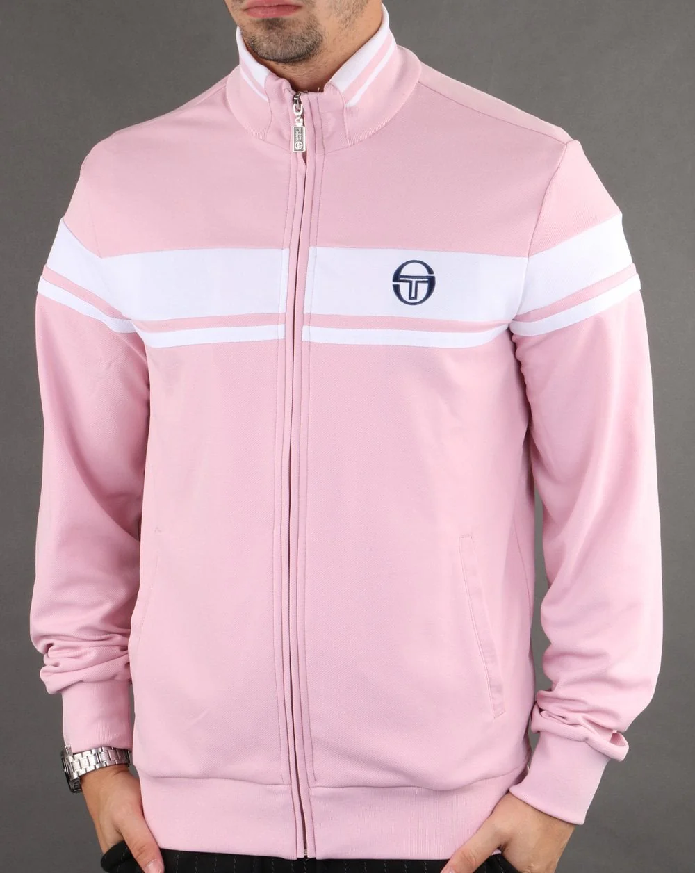 Sergio Tacchini Masters Track Top Pink/White - Image 2
