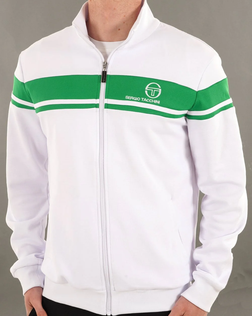 Sergio Tacchini Masters Track Top White / Fern Green - Image 3