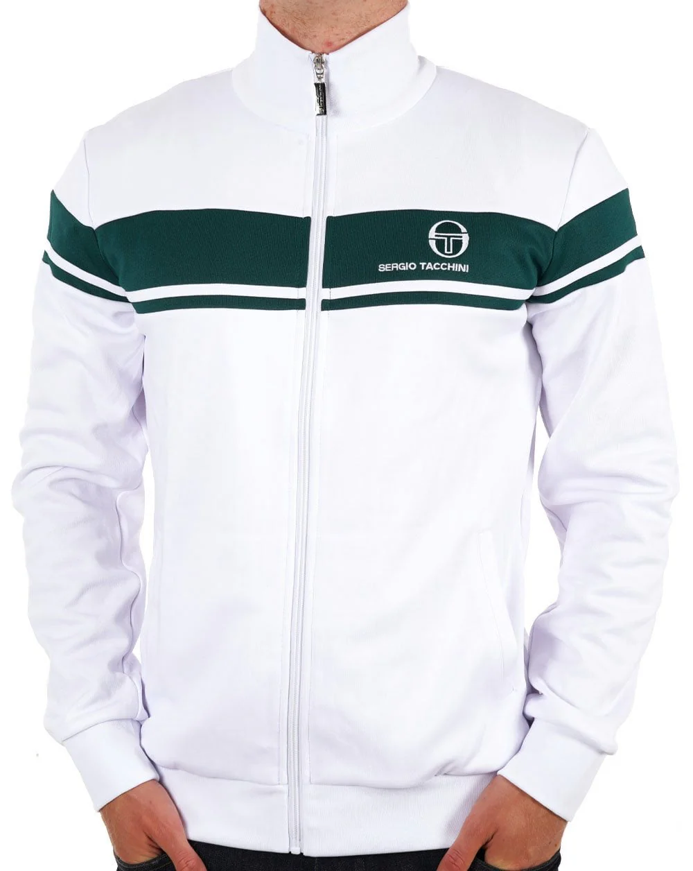 Sergio Tacchini Masters Track Top White Green - Image 2