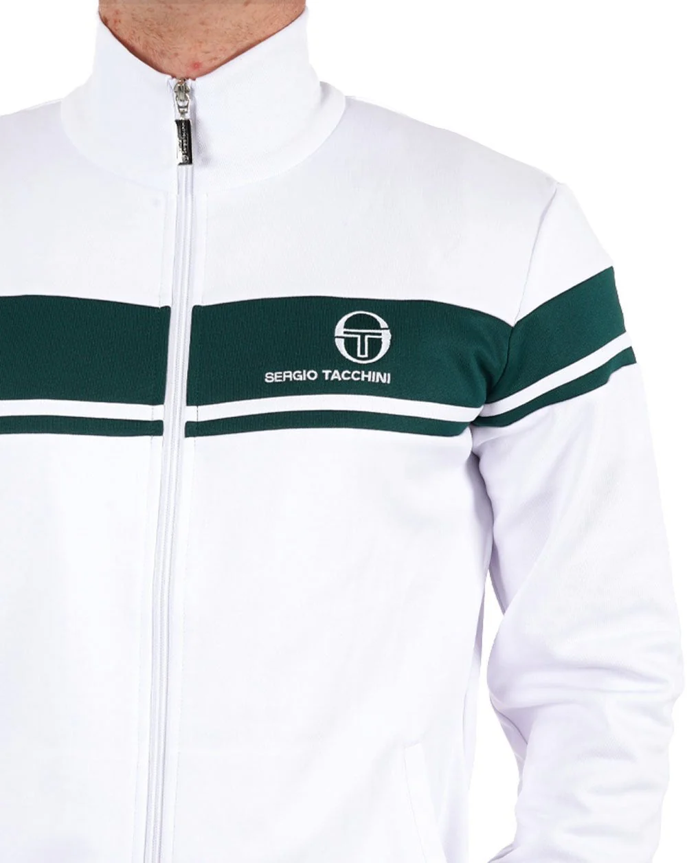 Sergio Tacchini Masters Track Top White Green - Image 3