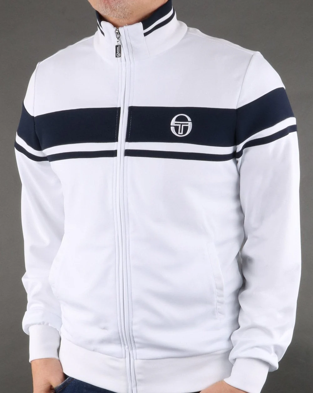 Sergio Tacchini Masters Track Top White/Navy - Image 4