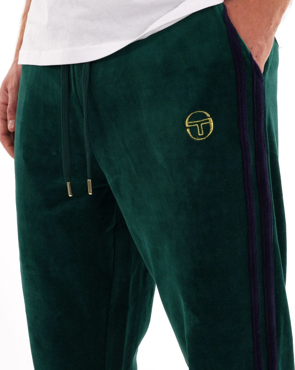 Sergio Tacchini Masters Velour Track Pants Green / Navy Blue - Image 2