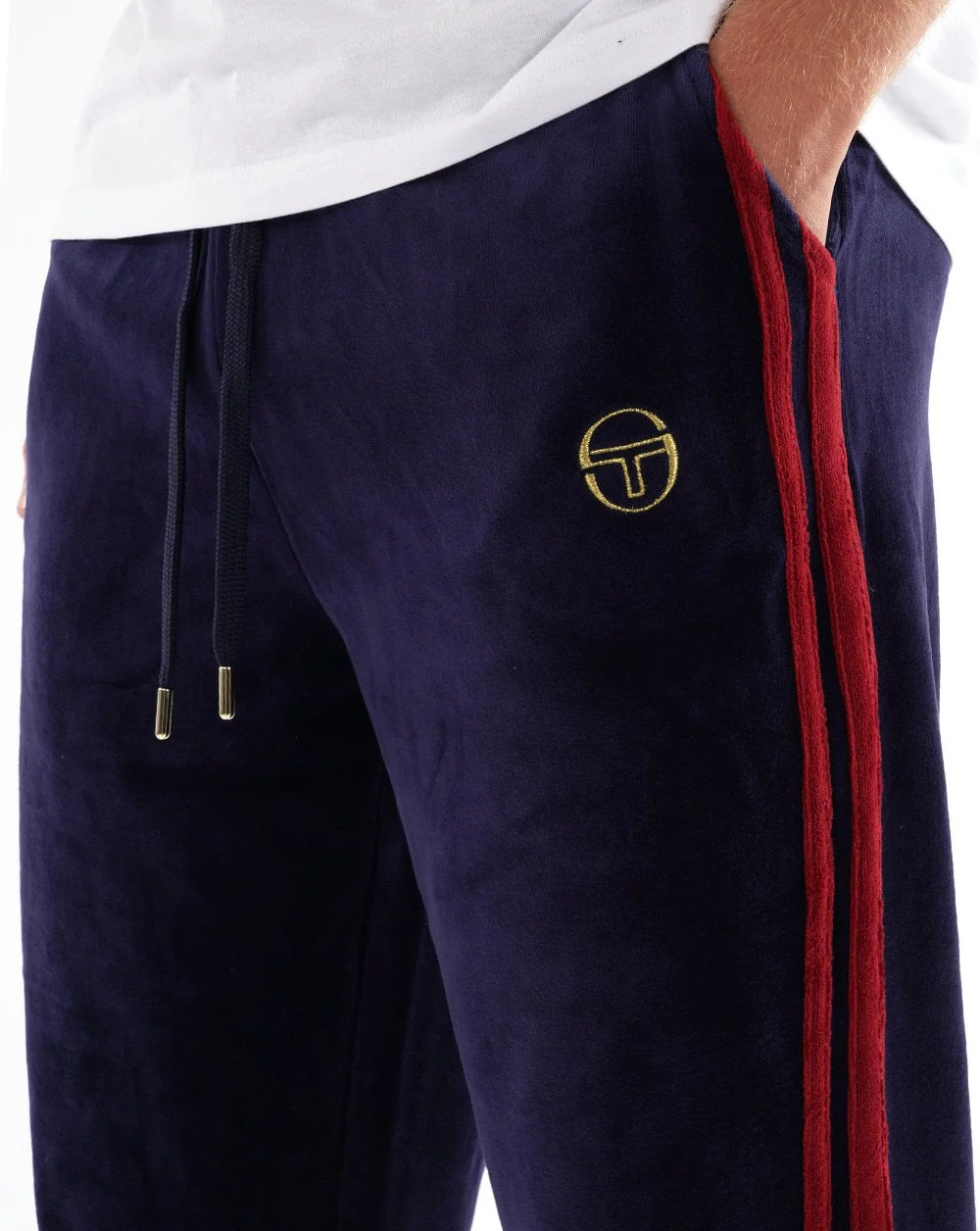 Sergio Tacchini Masters Velour Track Pants Navy Blue / Merlot - Image 2