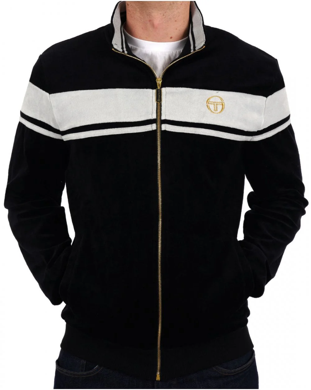 Sergio Tacchini Masters Velour Track Top Black - Mist Grey - Image 2