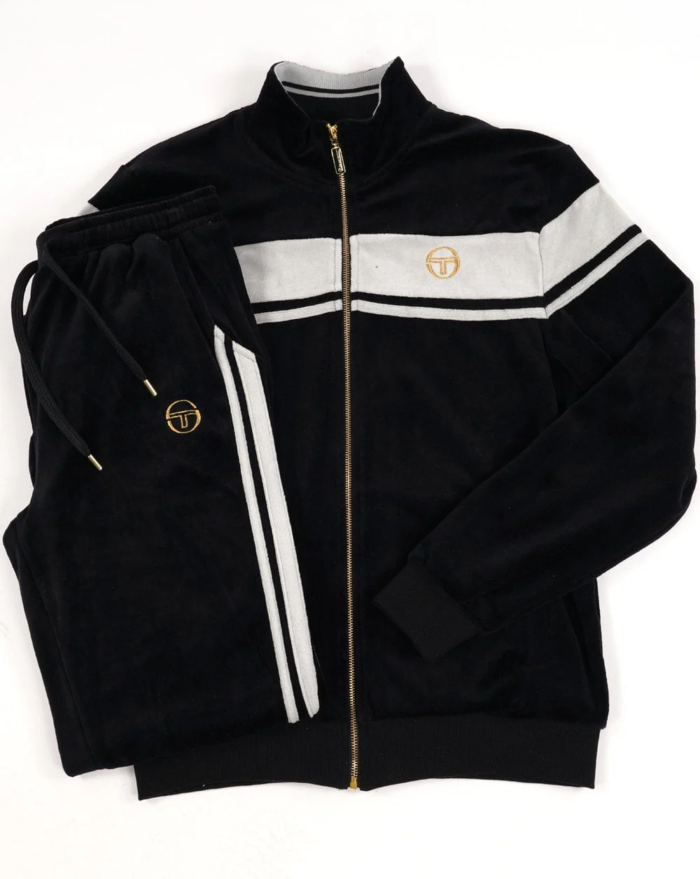 Sergio Tacchini Masters Velour Track Top Black - Mist Grey - Image 4