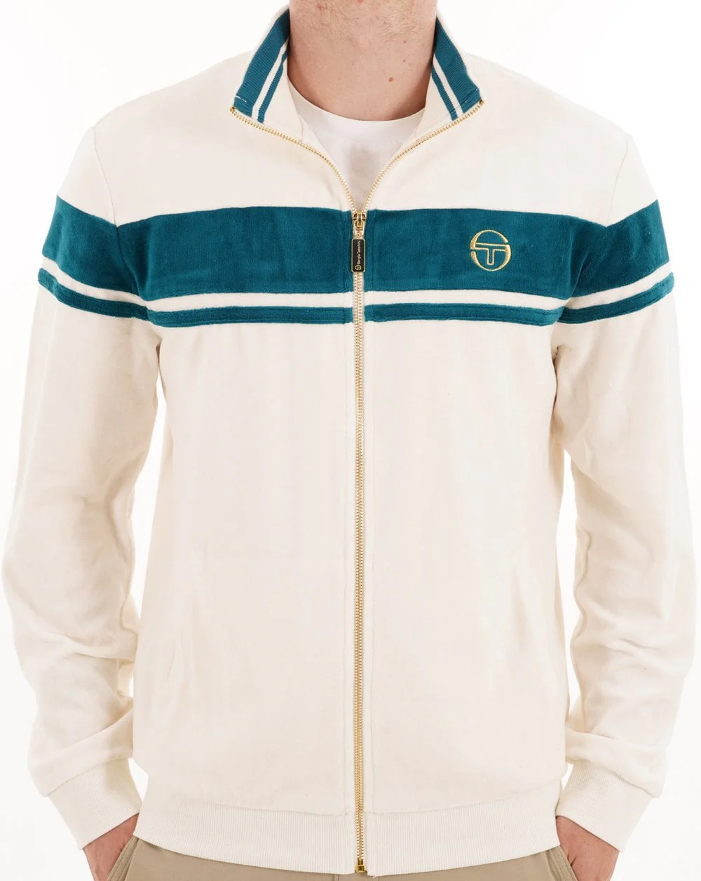 Sergio Tacchini Masters Velour Track Top Gardenia / Teal - Image 2