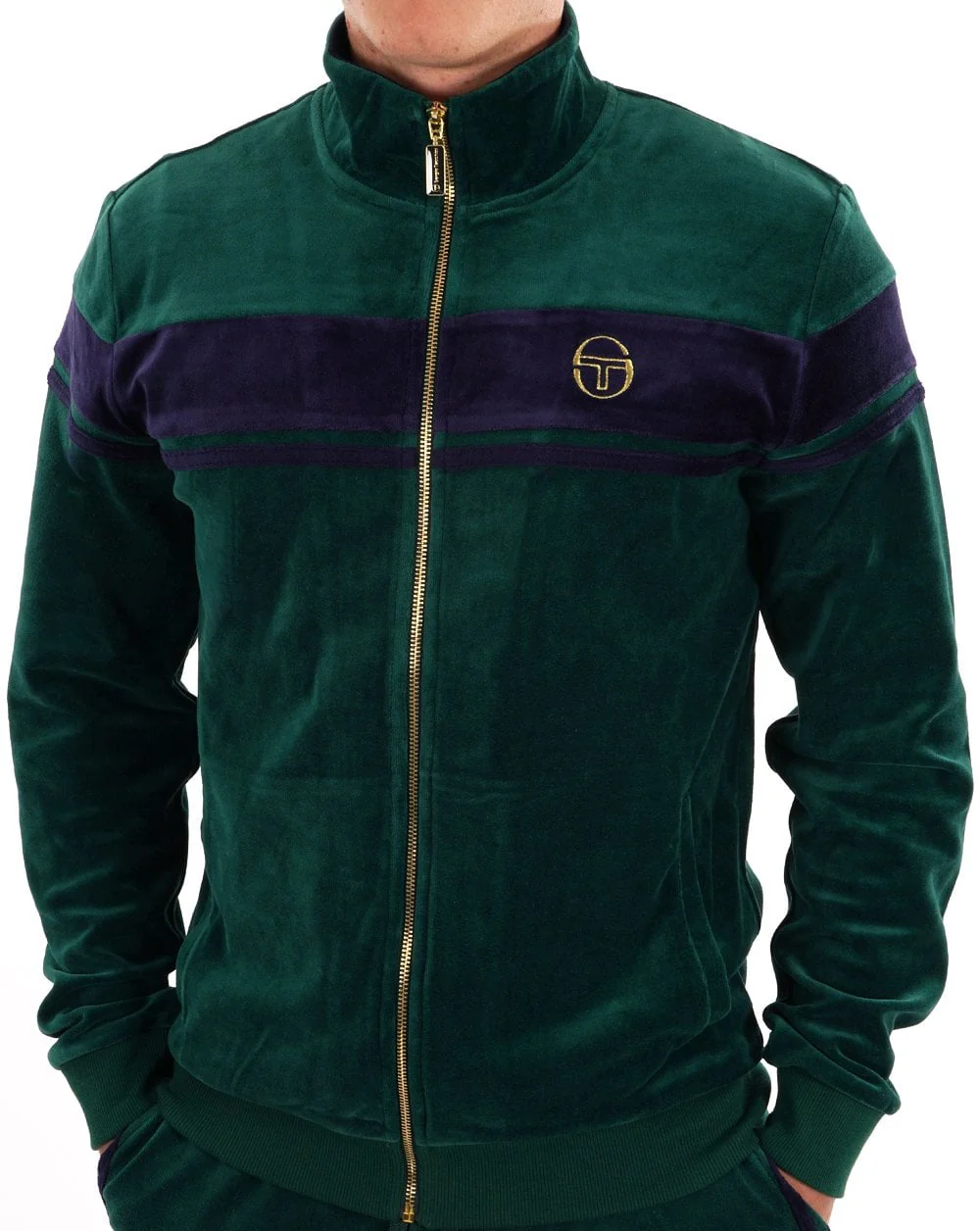 Sergio Tacchini Masters Velour Track Top Green / Navy