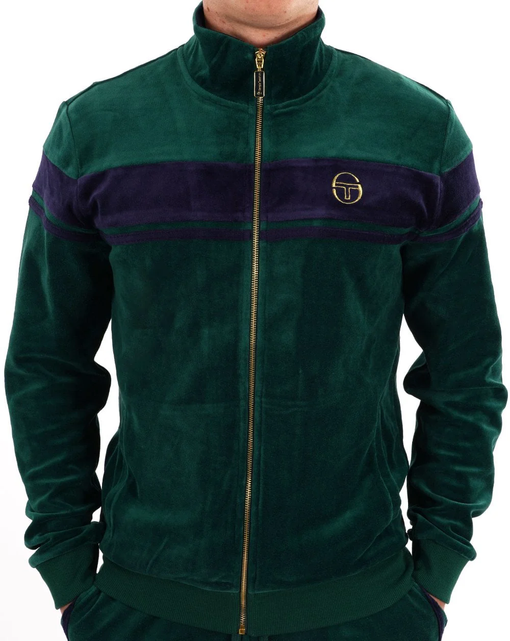 Sergio Tacchini Masters Velour Track Top Green / Navy - Image 2
