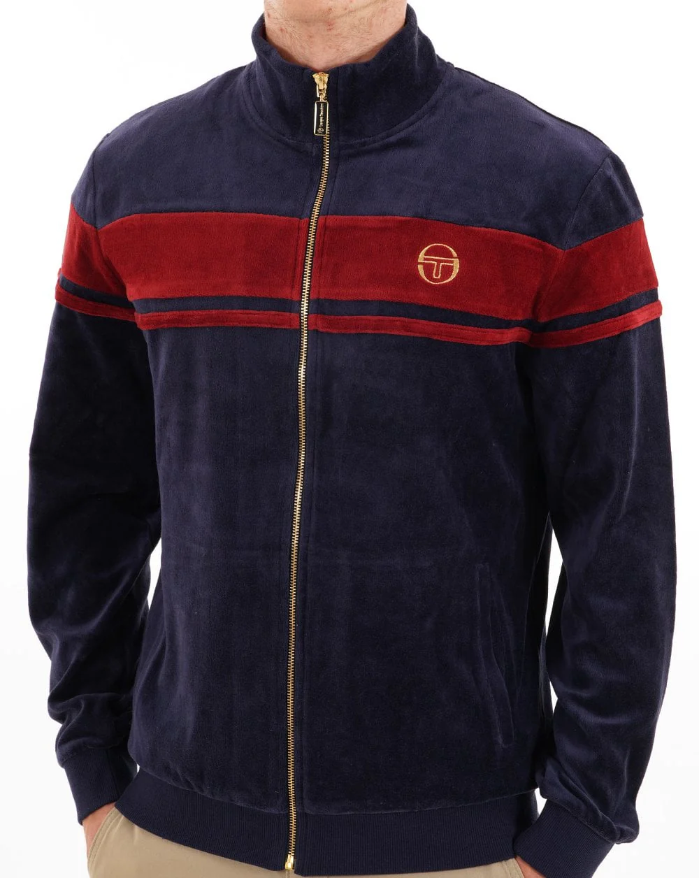Sergio Tacchini Masters Velour Track Top Navy / Merlot - Image 2