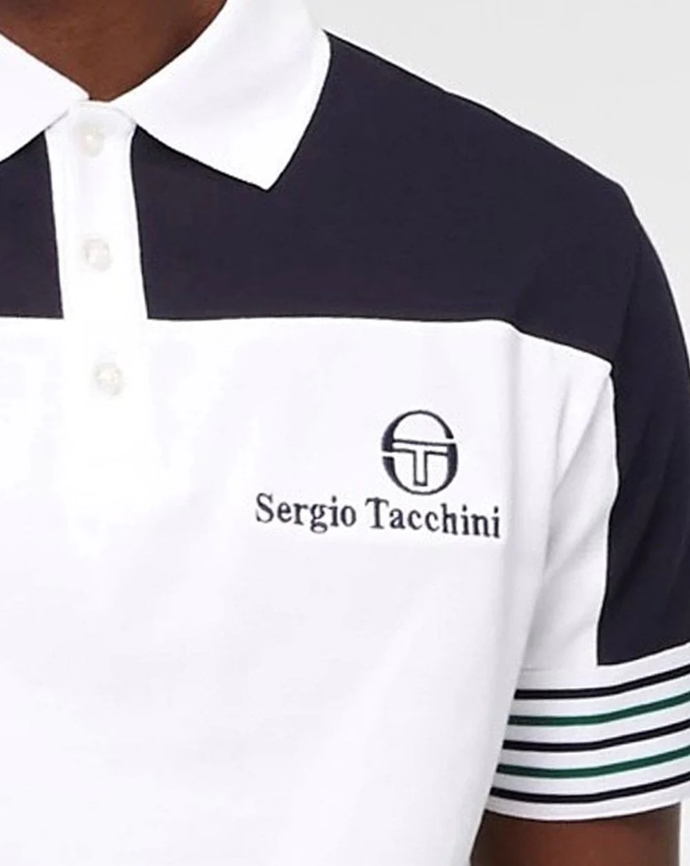 Sergio Tacchini Mats Polo Shirt White/Navy/Green - Image 2
