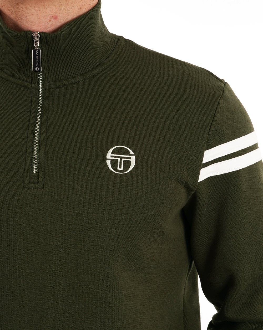 Sergio Tacchini Maurizio 1/4 Zip Sweat Khaki - Image 4