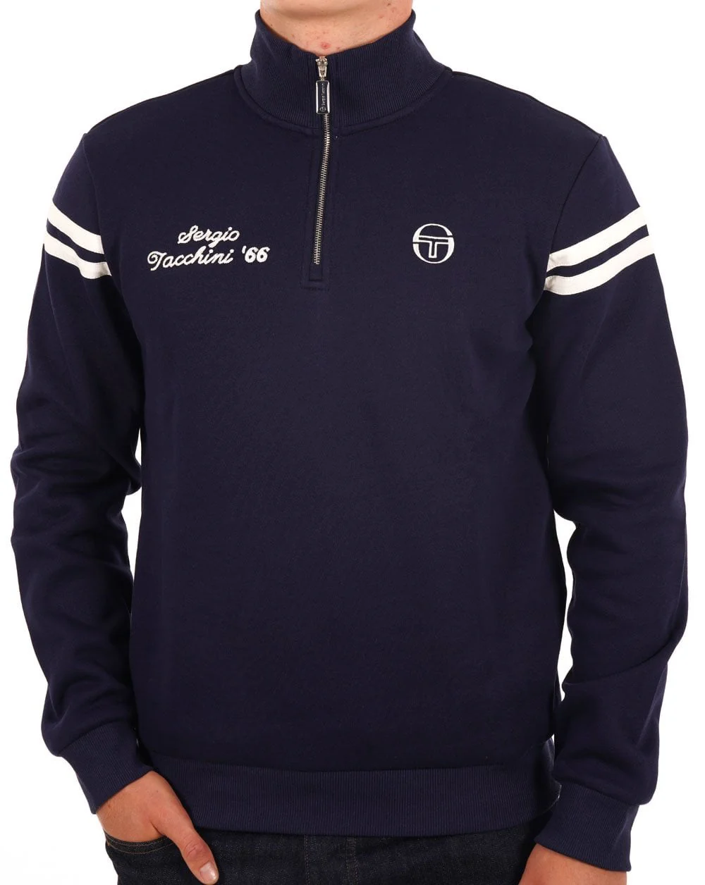 Sergio Tacchini Maurizio 1/4 Zip Sweat Navy Blue - Image 2