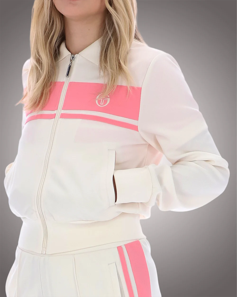 Sergio Tacchini Miss Masters Track Top Gardenia/Pink - Image 3