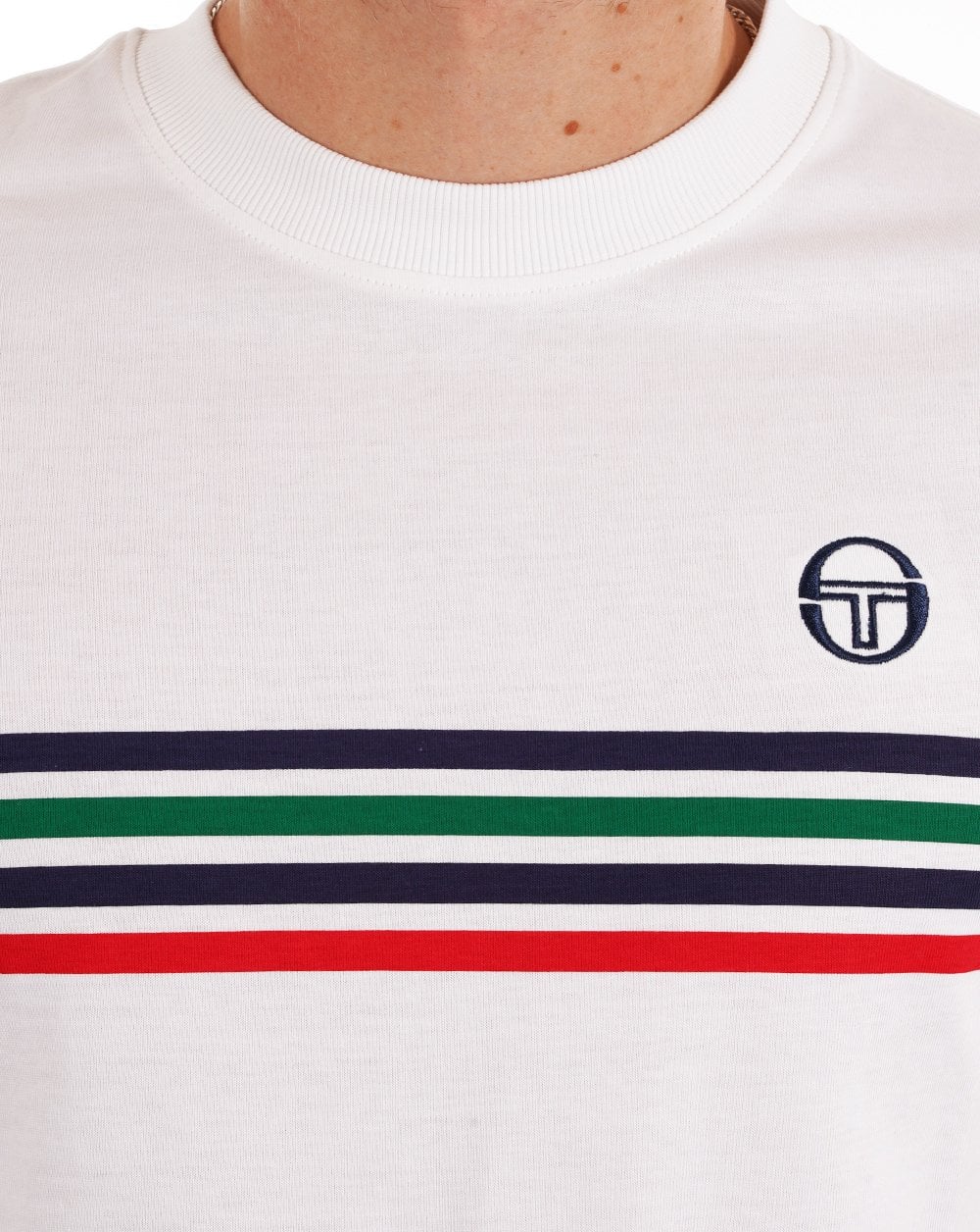Sergio Tacchini Multi Stripe T Shirt White - Image 3