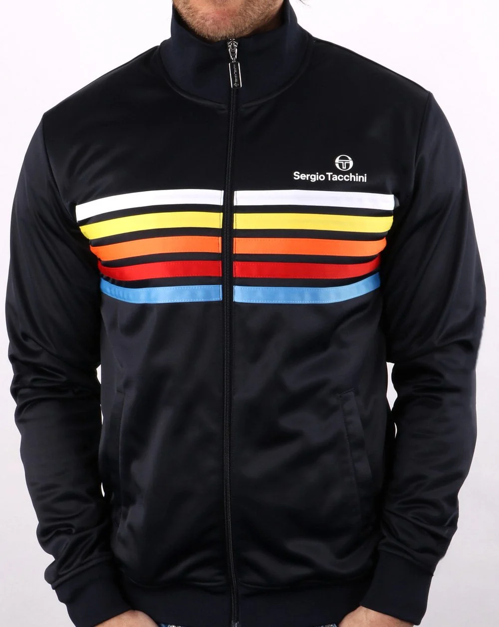 Sergio Tacchini Multi Stripe Track Top Navy - Image 2