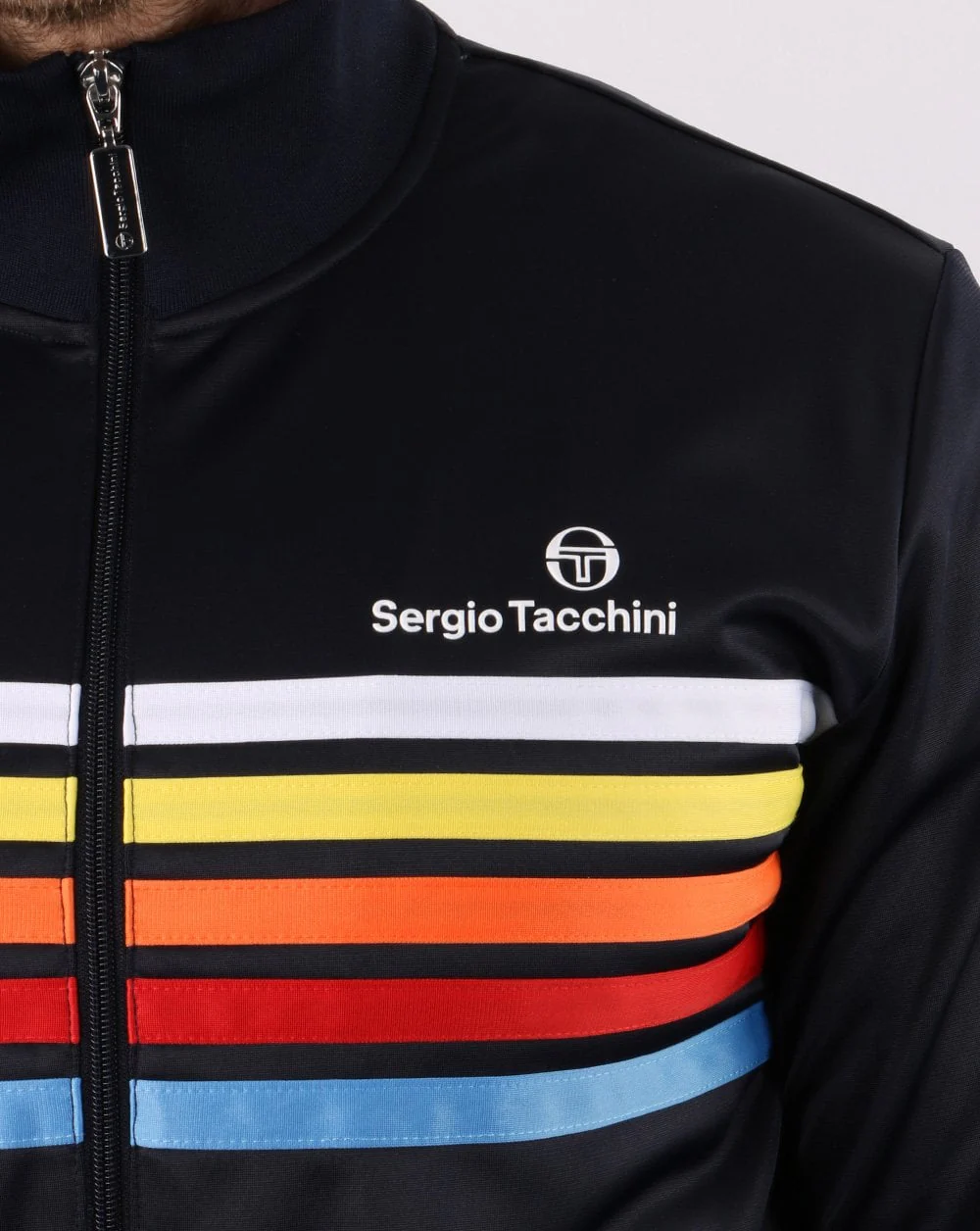 Sergio Tacchini Multi Stripe Track Top Navy - Image 3