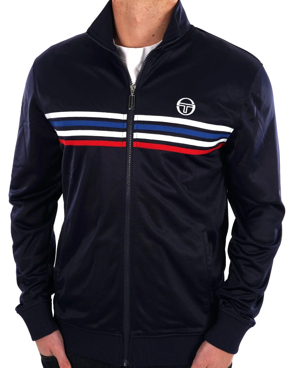 Sergio Tacchini Multi Stripe Track Top Navy Blue - Image 4