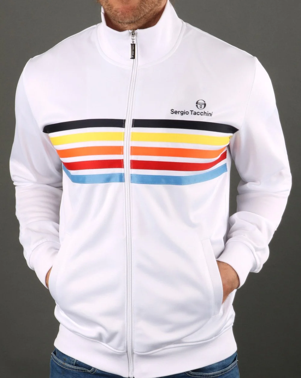 Sergio Tacchini Multi Stripe Track Top White