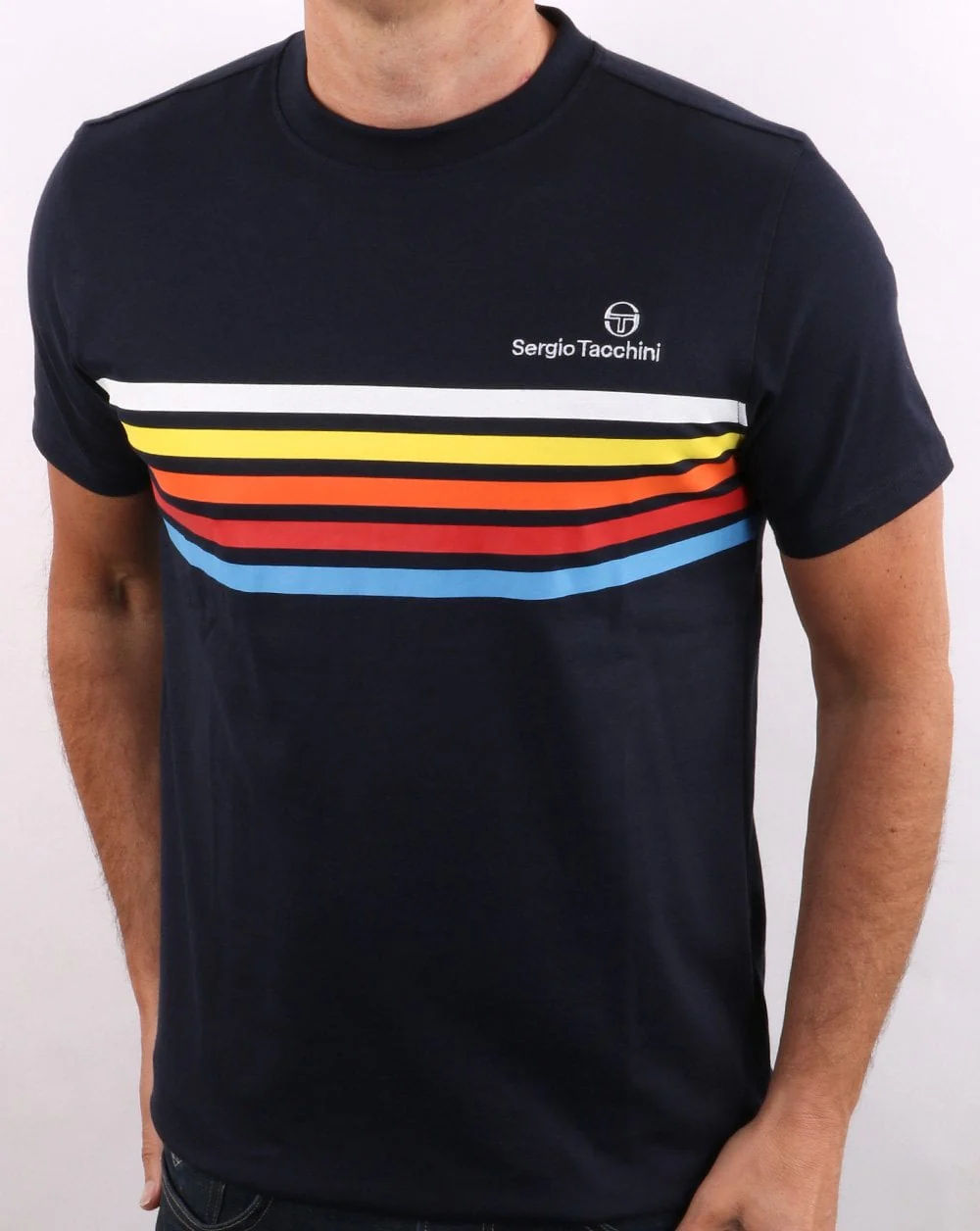 Sergio Tacchini Navy Multi stripe T-shirt - Image 3
