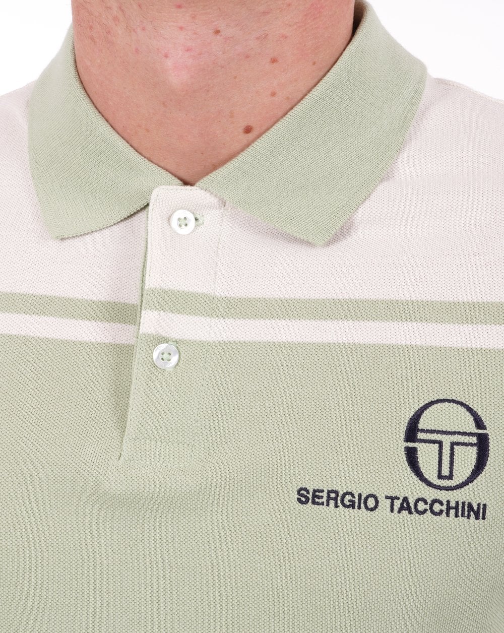 Sergio Tacchini New Young Line Polo Shirt Green/Gardenia - Image 2