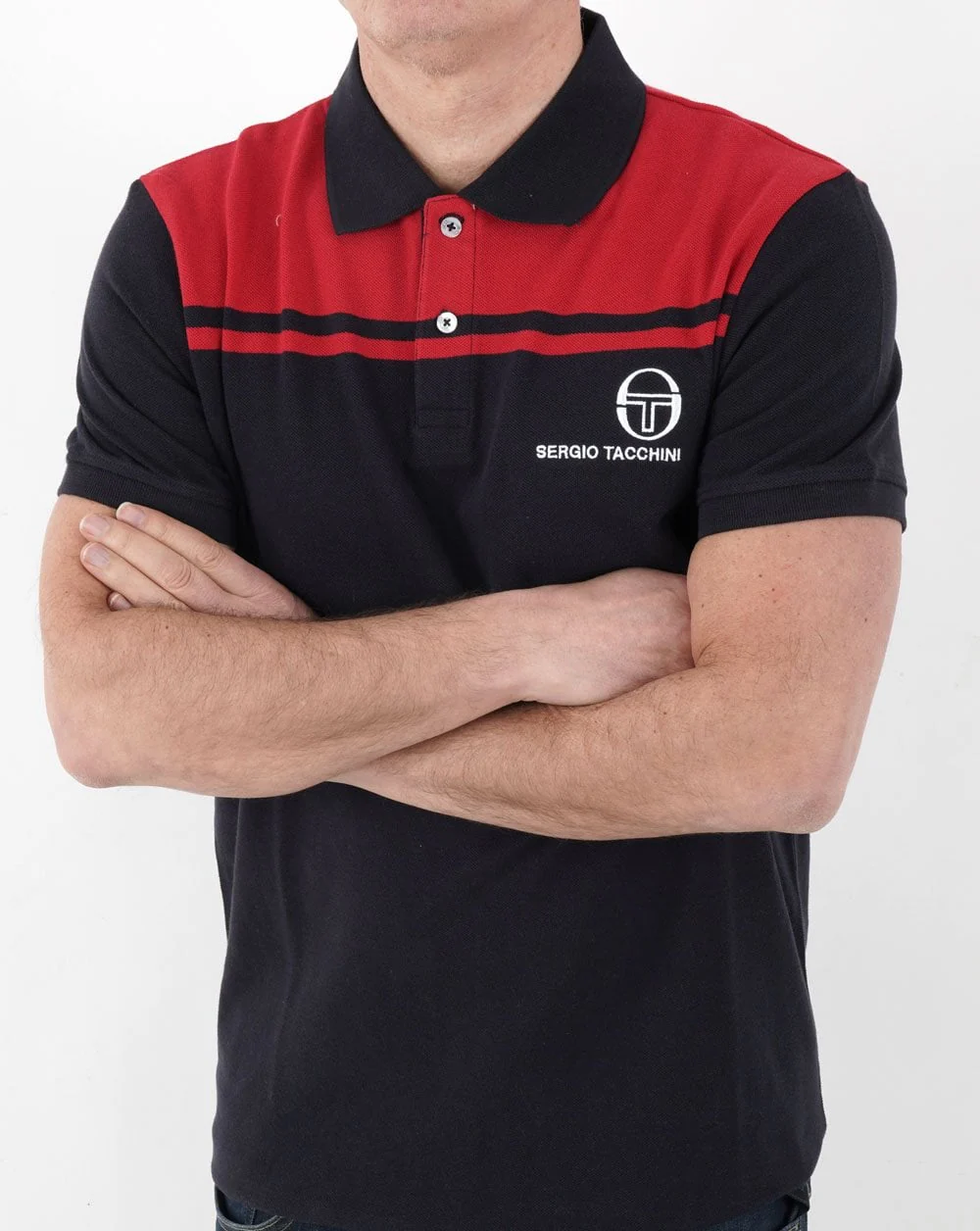 Sergio Tacchini New Young Line Polo Shirt Navy/Red - Image 2