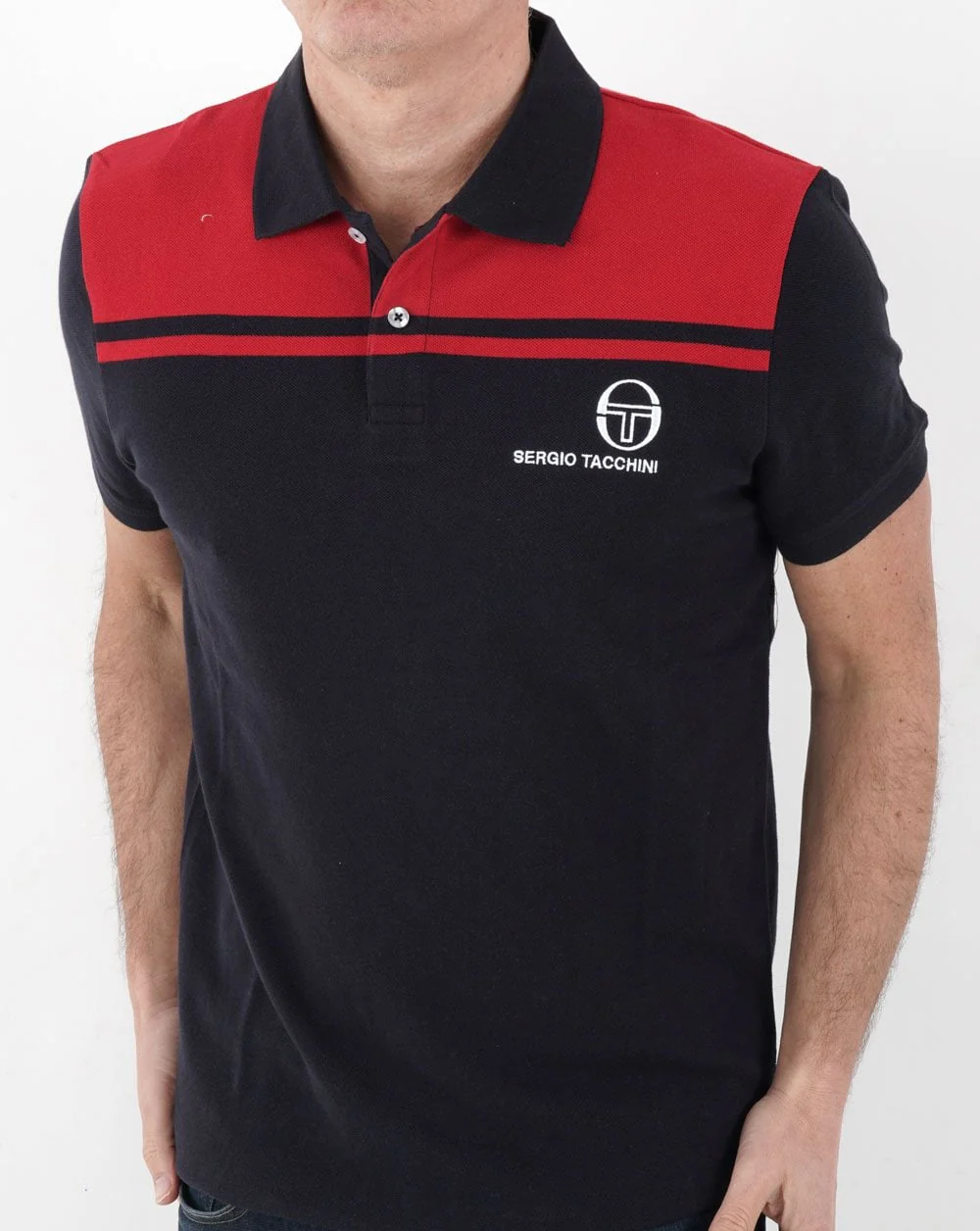 Sergio Tacchini New Young Line Polo Shirt Navy/Red - Image 3
