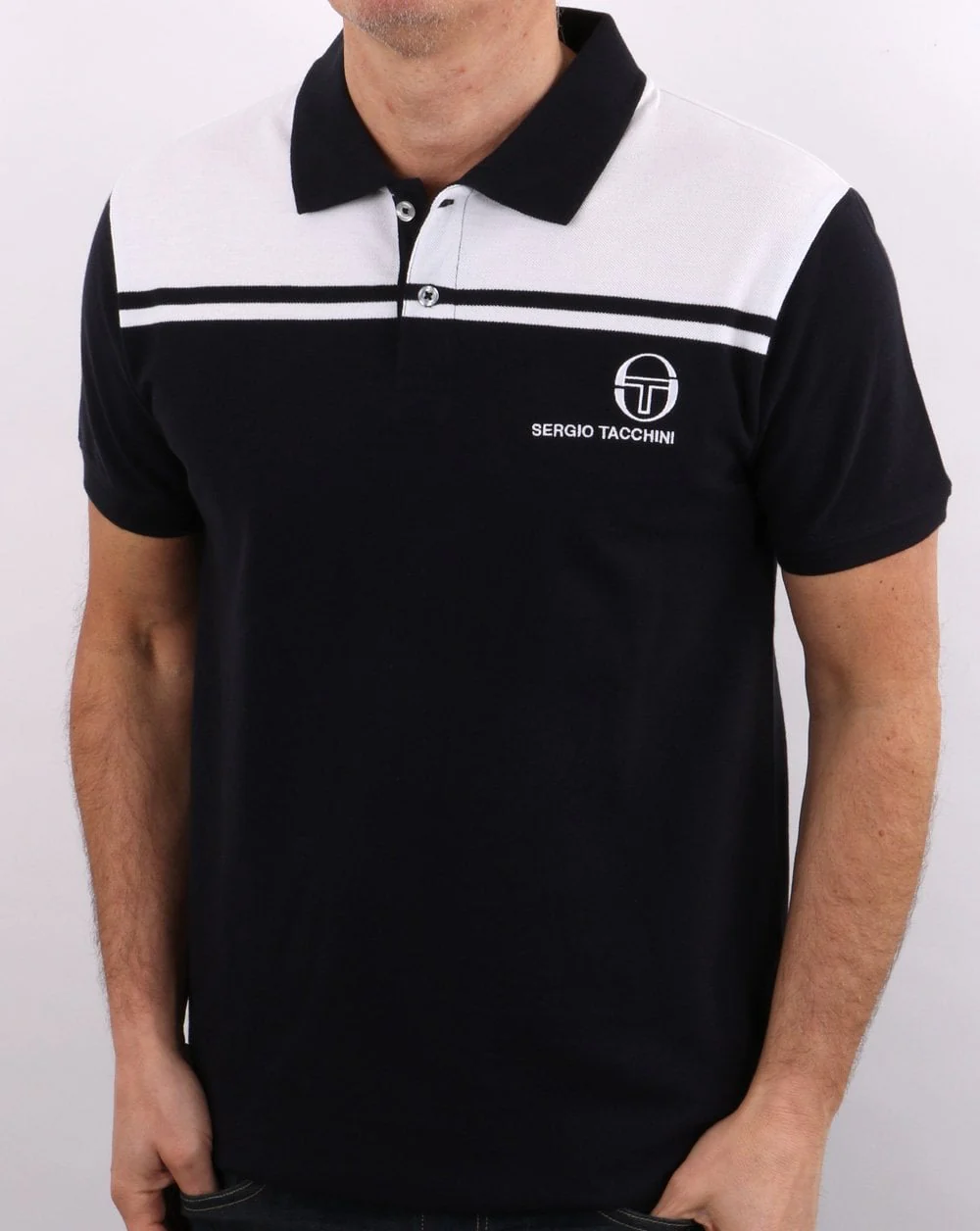 Sergio Tacchini New Young Line Polo Shirt Navy/White - Image 4
