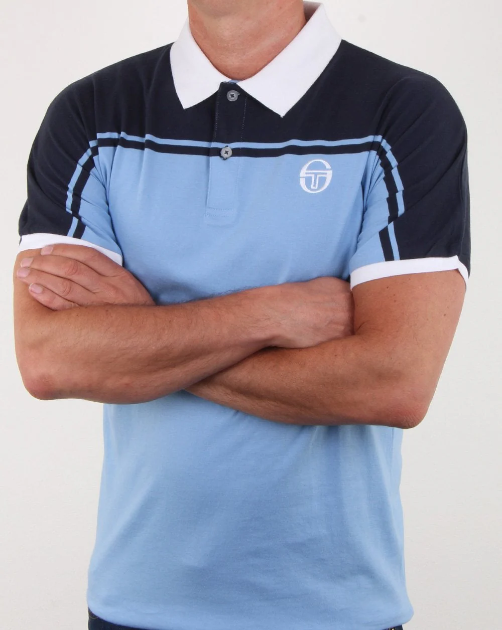 Sergio Tacchini New Young Line Polo Shirt Sky/navy - Image 3