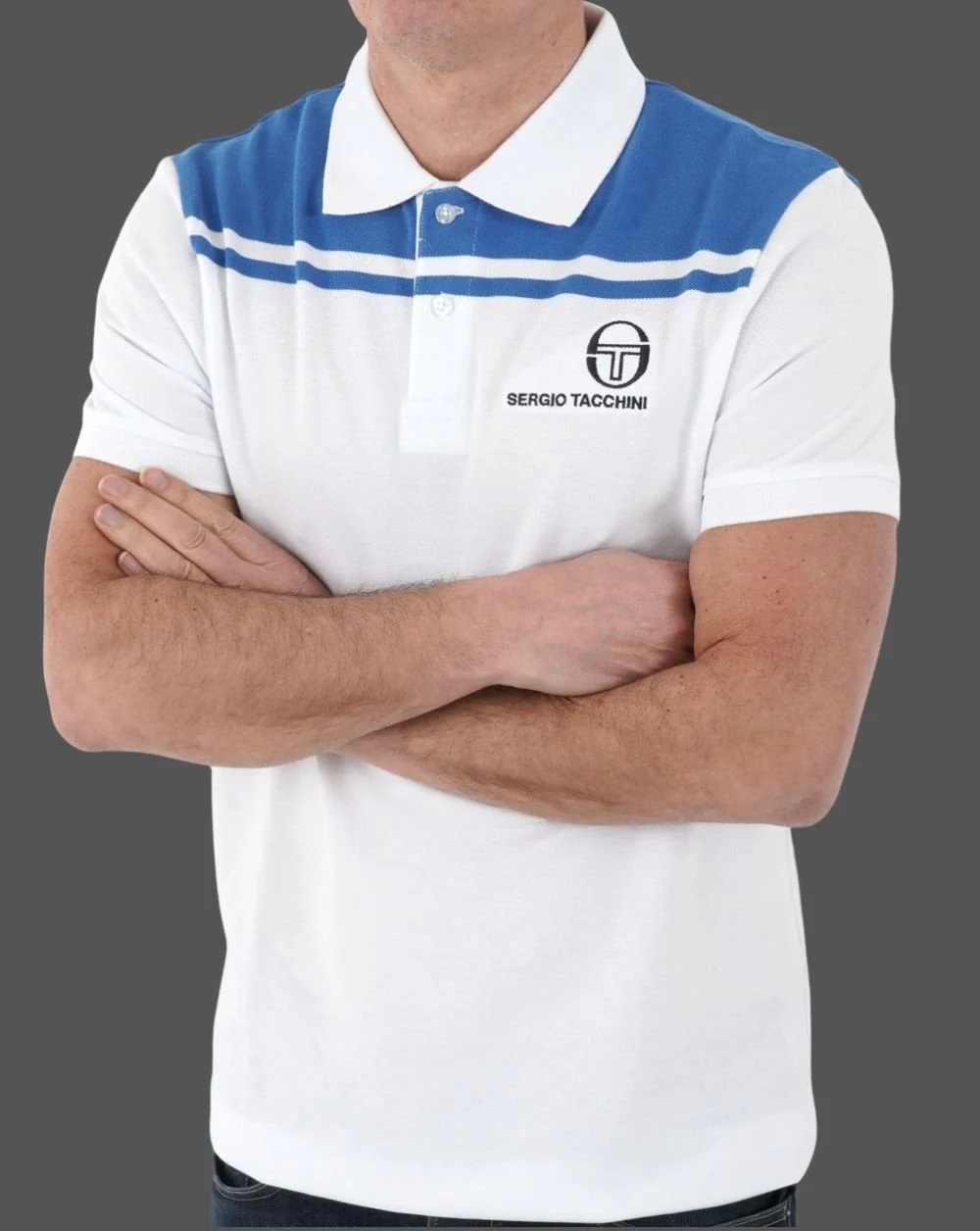 Sergio Tacchini New Young Line Polo Shirt White/Blue - Image 3