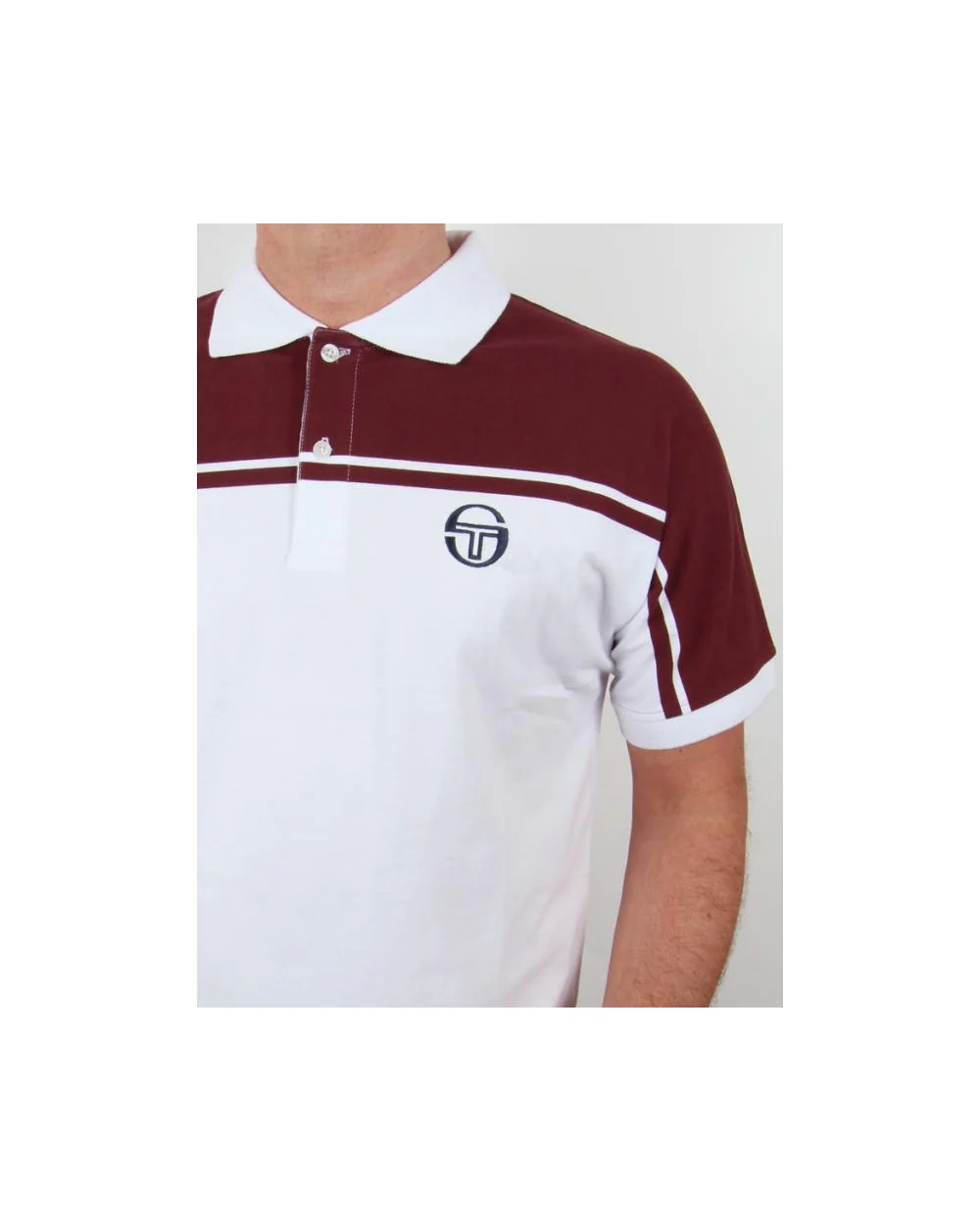 Sergio Tacchini New Young Line Polo Shirt White/burgundy - Image 2