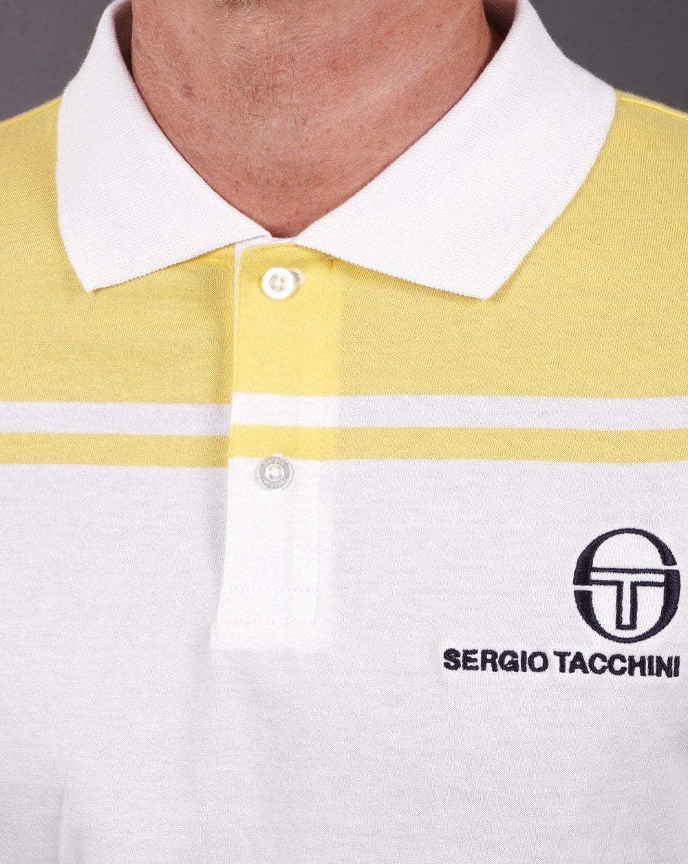 Sergio Tacchini New Young Line Polo Shirt White/Lemon - Image 2