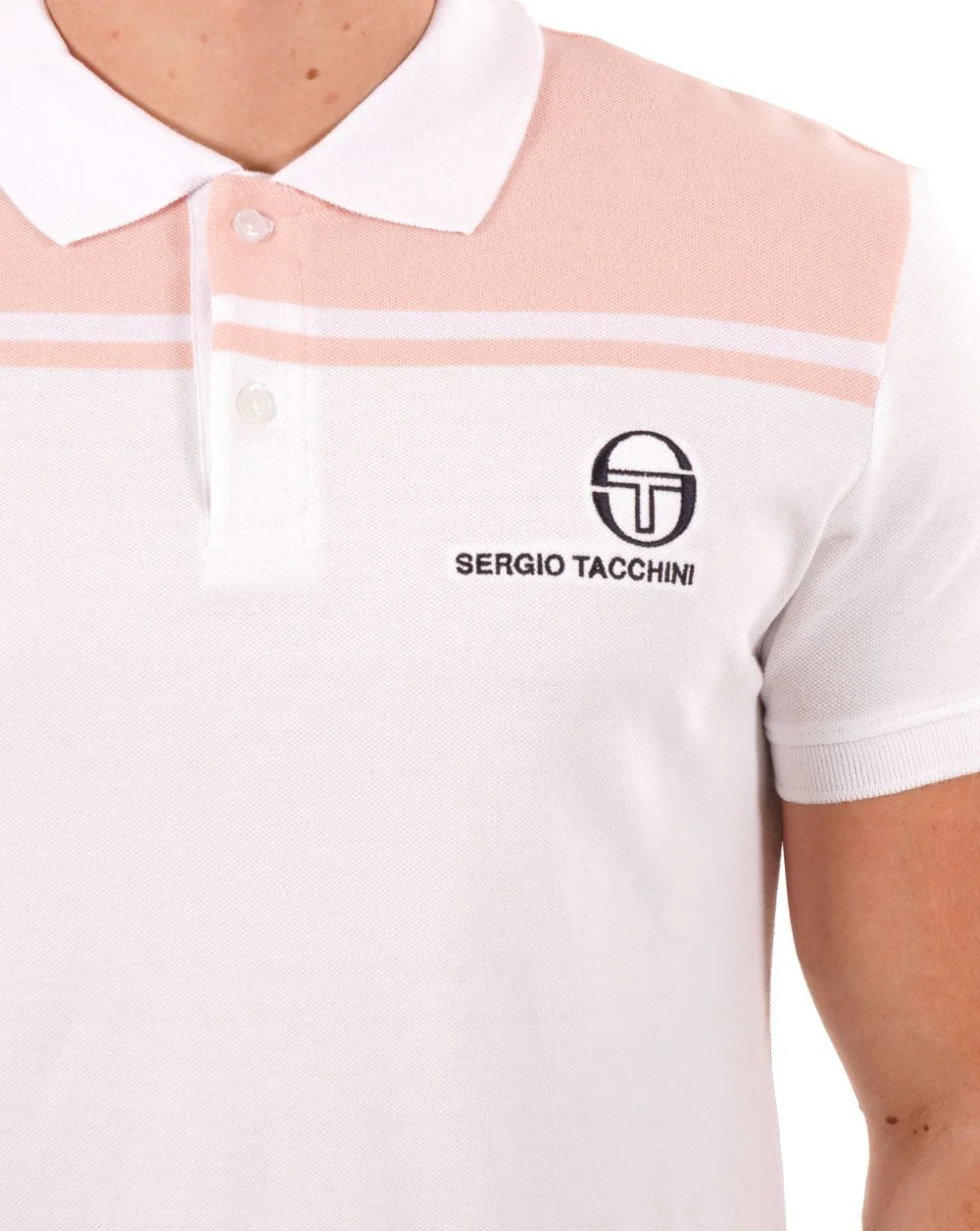 Sergio Tacchini New Young Line Polo Shirt White/Pink - Image 2