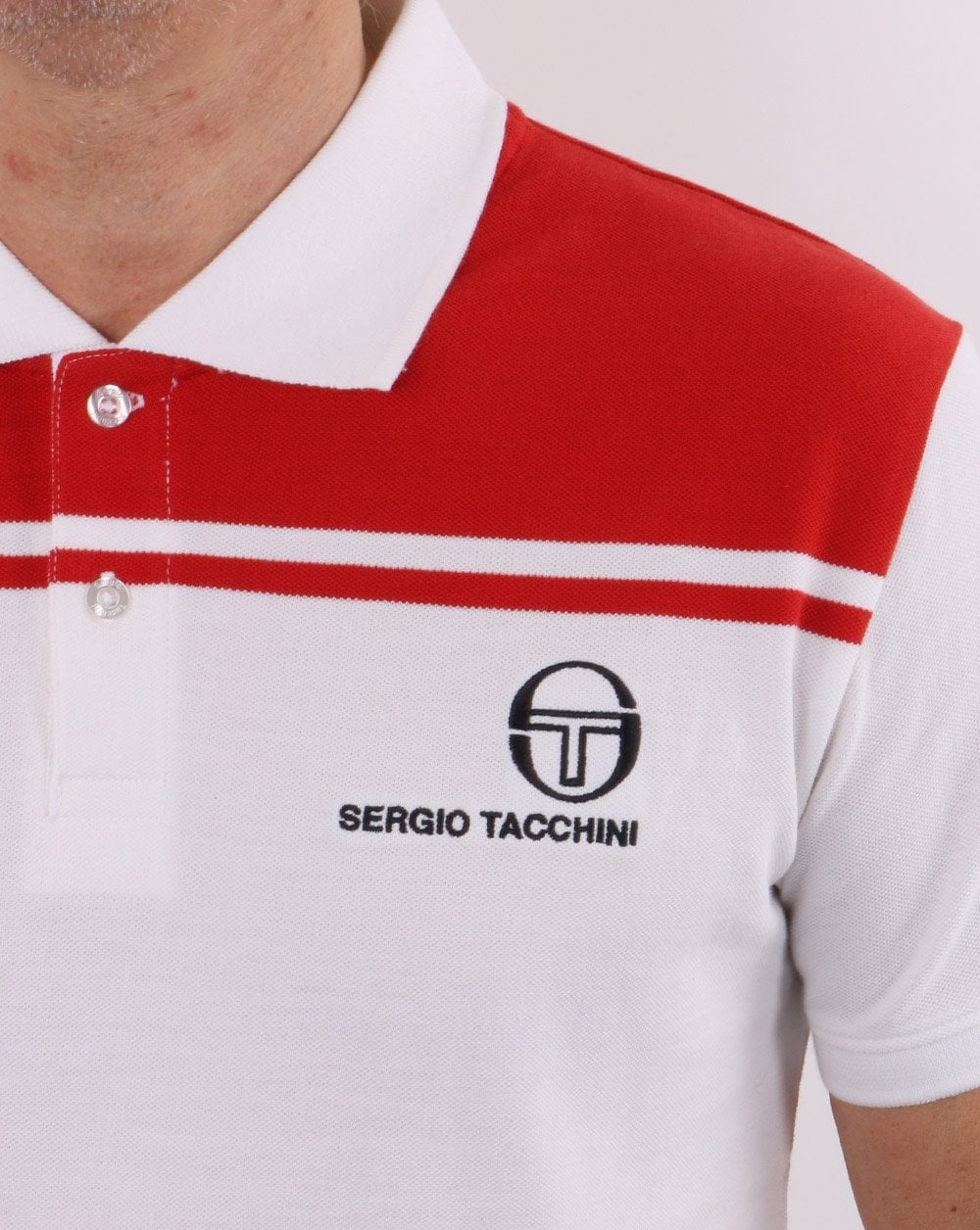 Sergio Tacchini New Young Line Polo Shirt White/Red - Image 3