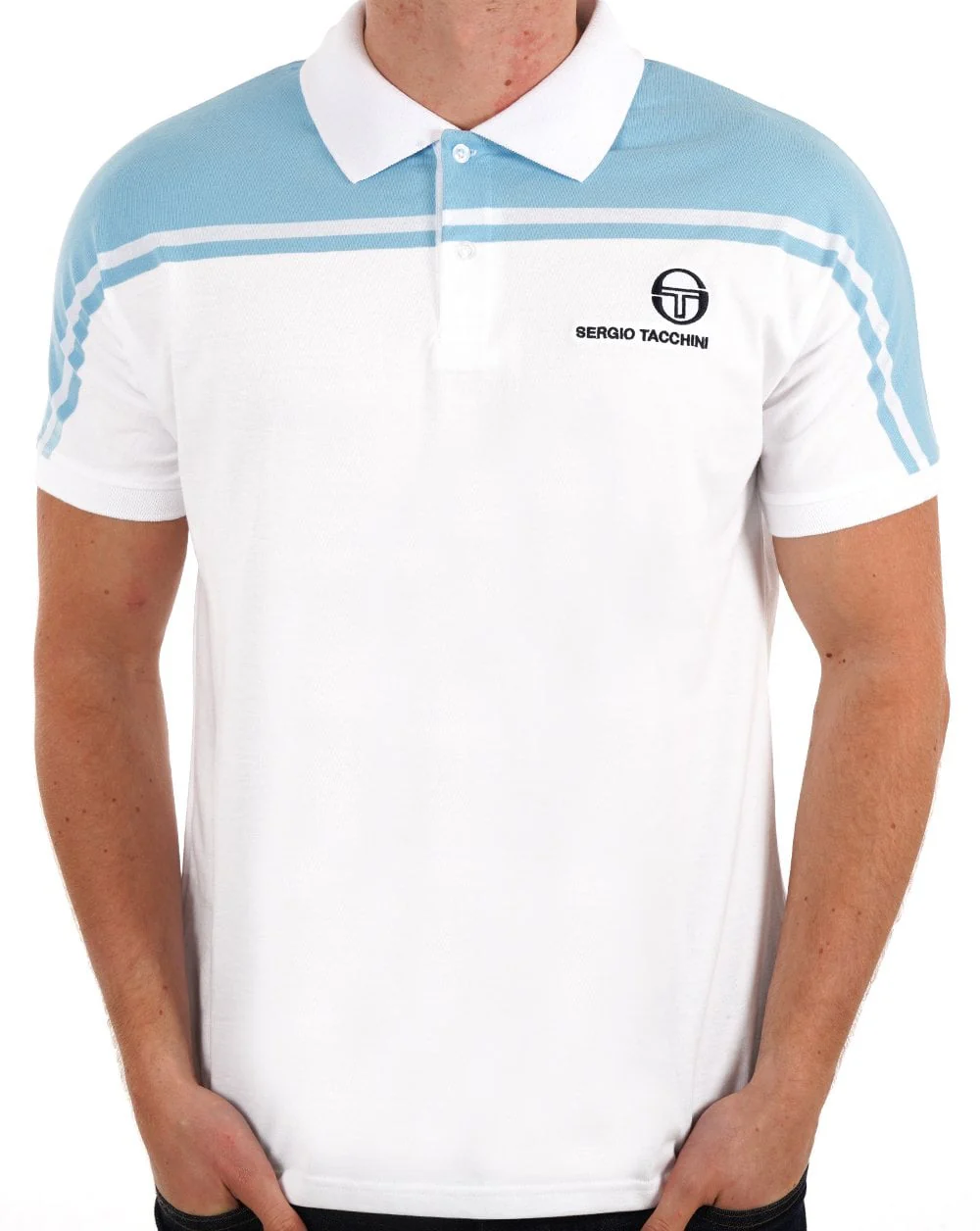 Sergio Tacchini New Young Line Polo Shirt White/Sky Blue