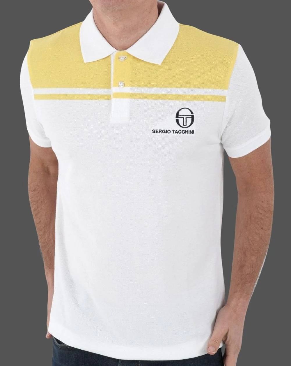 Sergio Tacchini New Young Line Polo Shirt White/Yellow - Image 2