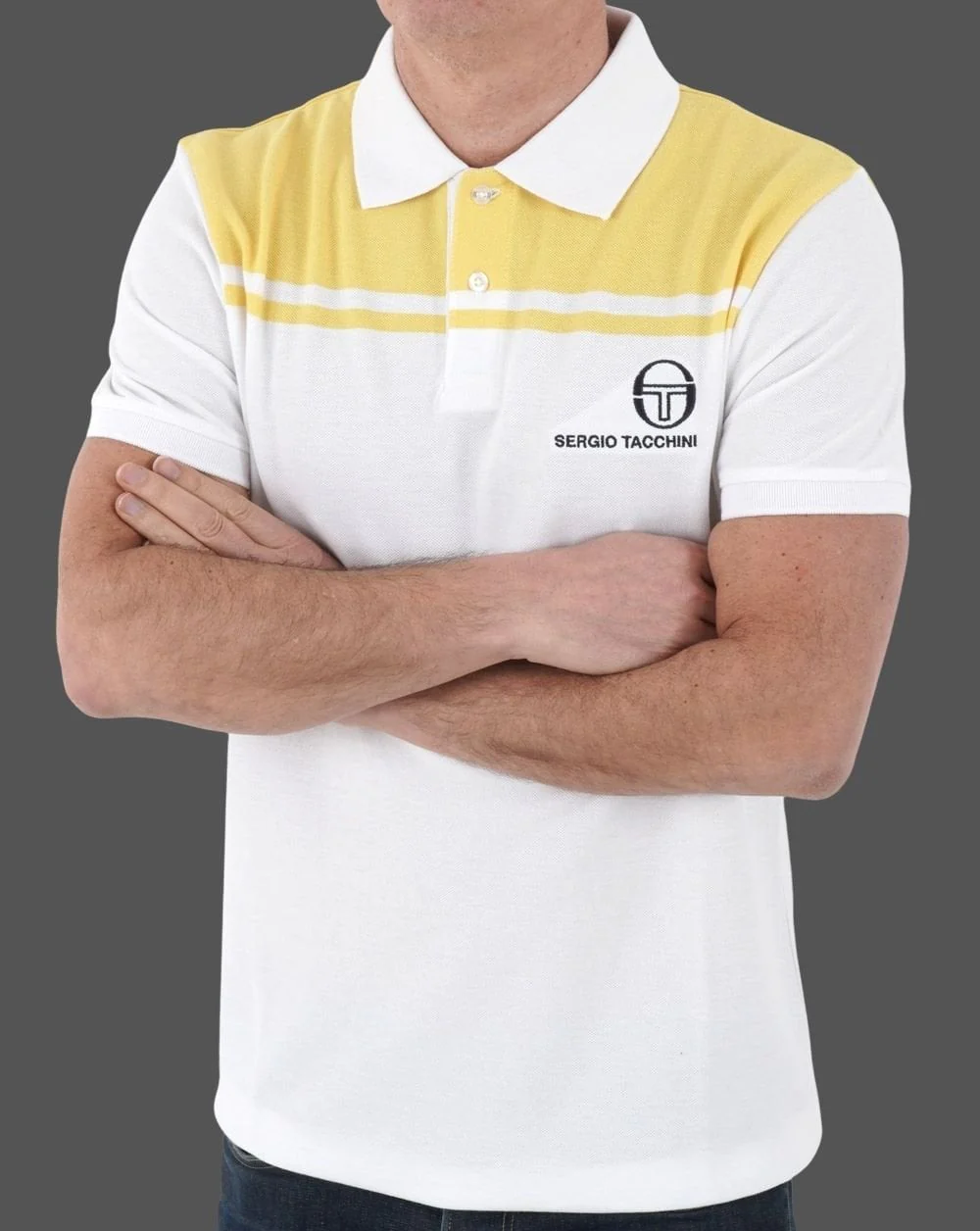 Sergio Tacchini New Young Line Polo Shirt White/Yellow - Image 3