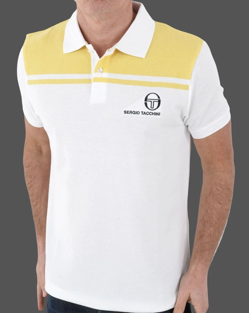 Sergio Tacchini New Young Line Polo Shirt White/Yellow - Image 4