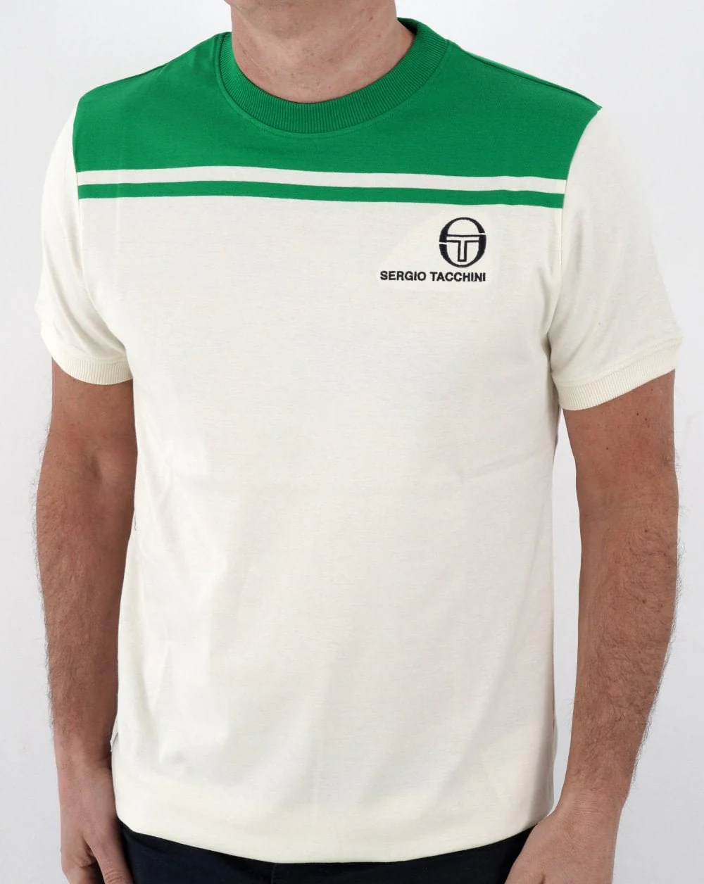 Sergio Tacchini New Young Line T Shirt Off White/Green