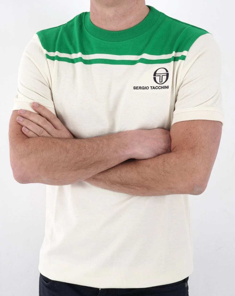 Sergio Tacchini New Young Line T Shirt Off White/Green - Image 3
