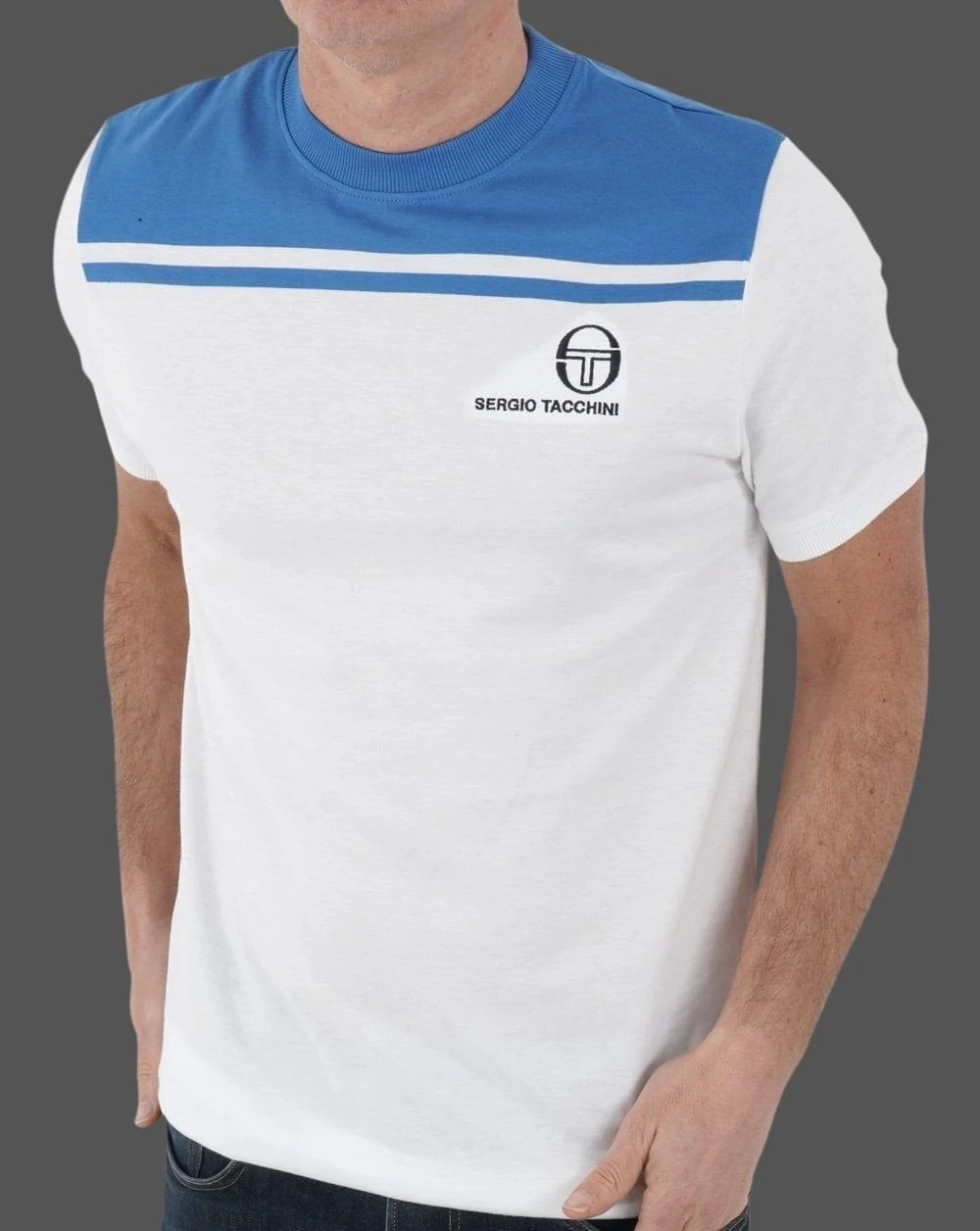 Sergio Tacchini New Young Line T Shirt White/Blue - Image 3