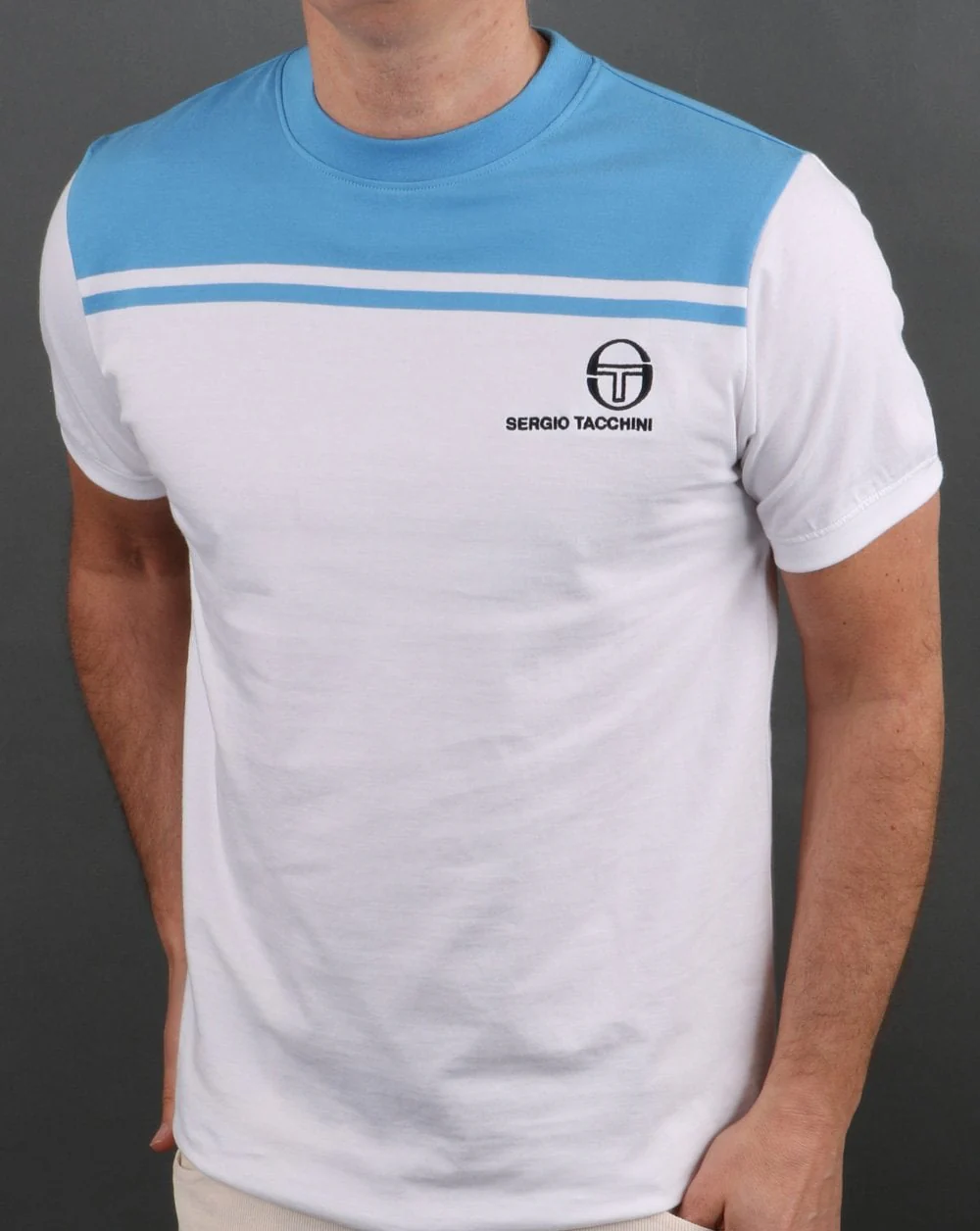 Sergio Tacchini New Young Line T Shirt White/Blue - Image 3