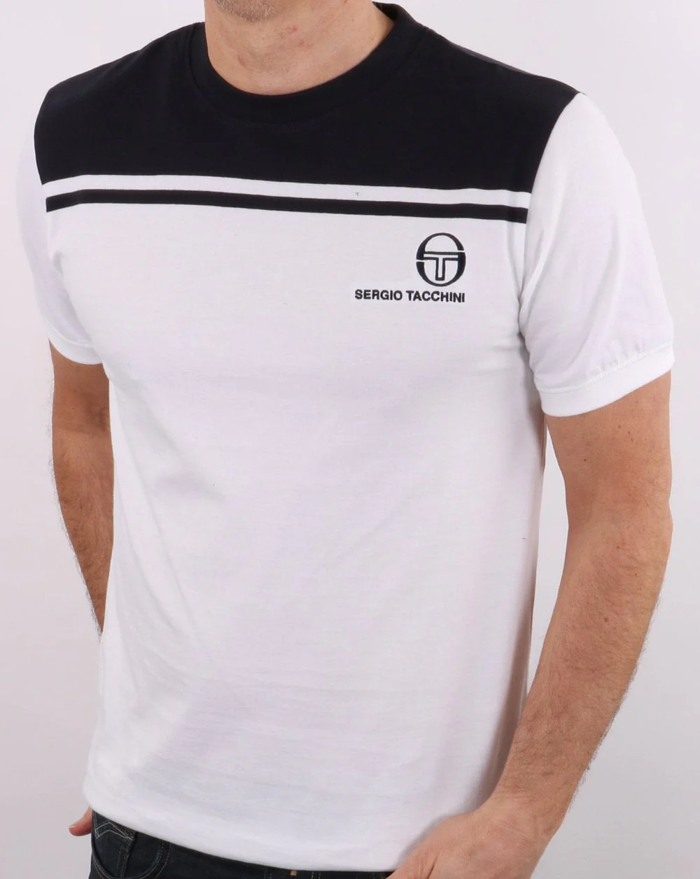 Sergio Tacchini New Young Line T Shirt White/Navy - Image 2