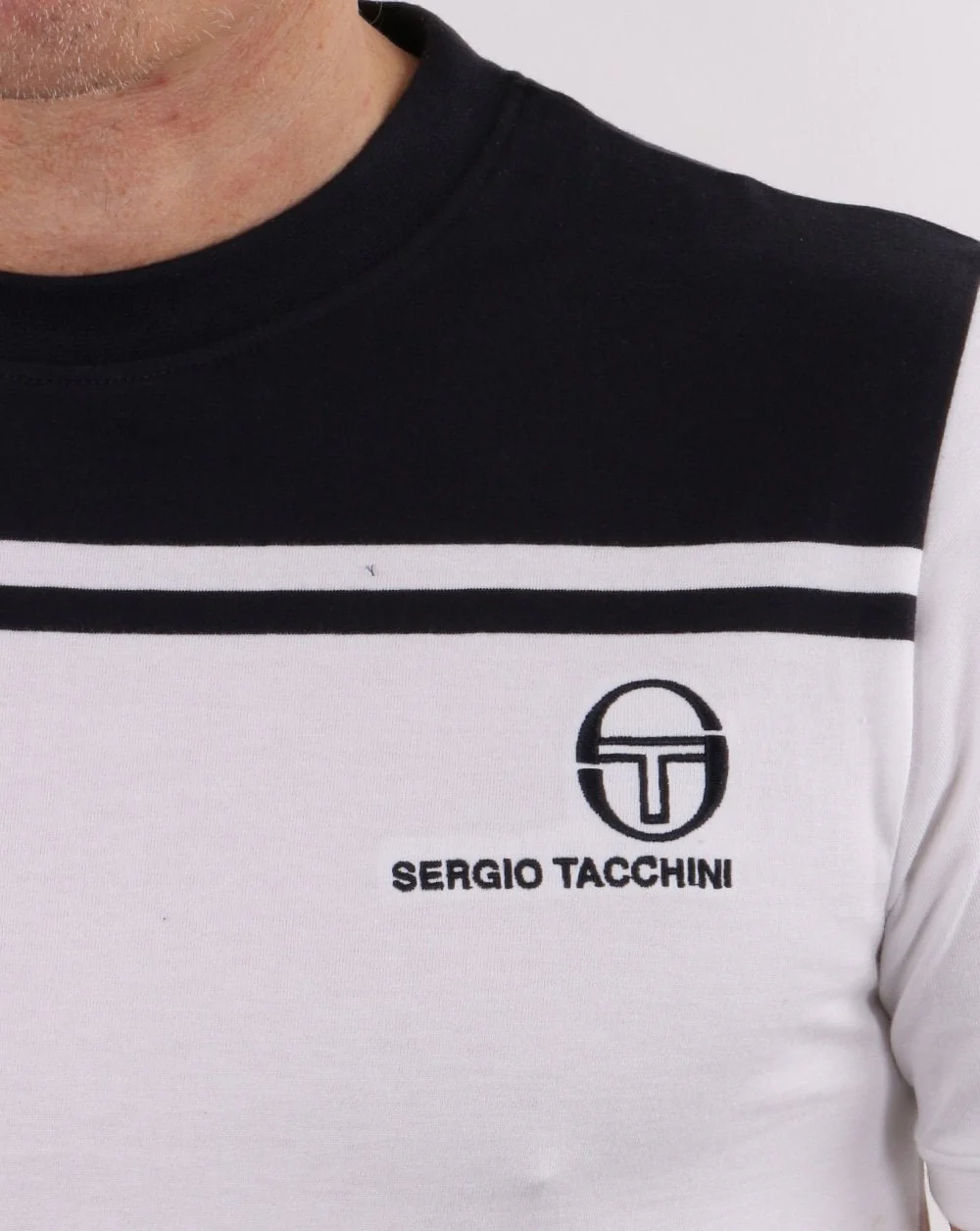 Sergio Tacchini New Young Line T Shirt White/Navy - Image 3